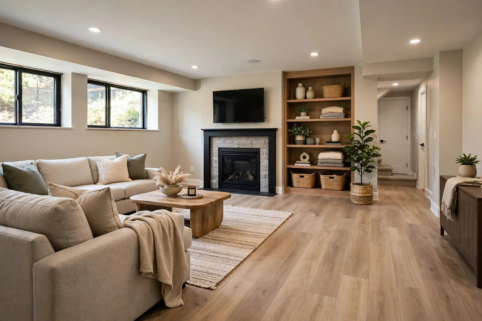 Basement Vinyl Plank Flooring —  A Dry Rec Room Over a Dorchester Slab by Waldorf Luxury Vinyl Plank Company
